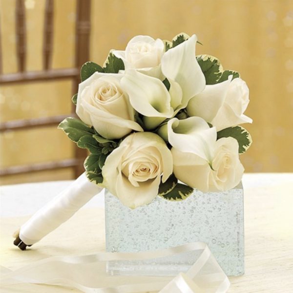 All White Petite Bouquet by local florist Where The Blooms Are In Levittown PA. Servicing Langhorne