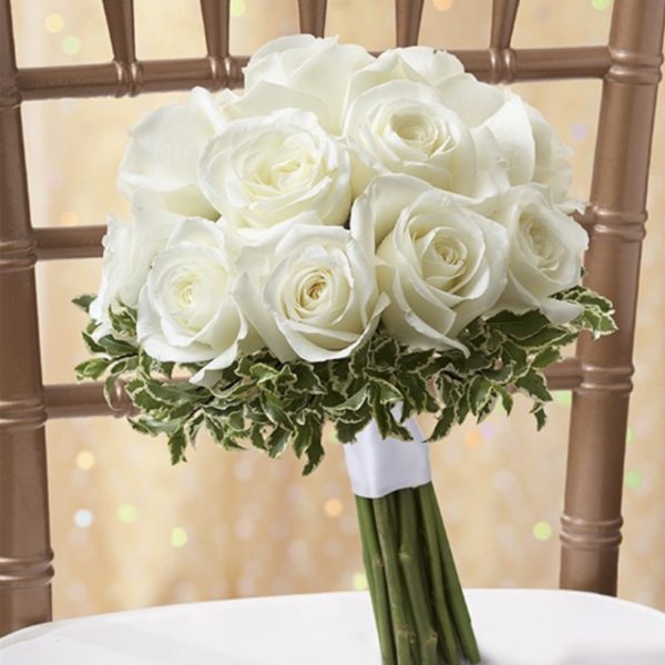 All White Roses Bouquet - 12 Stems by local florist Where The Blooms Are In Levittown PA. Servicing Langhorne