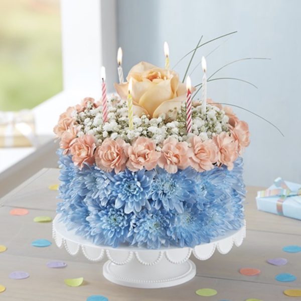 Birthday Wishes Flower Cake™ Coastal - Large by local florist Where The Blooms Are In Levittown PA. Servicing Langhorne