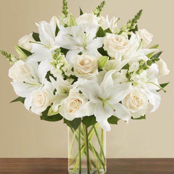 Classic All White Arrangement - X-Large by local florist Where The Blooms Are In Levittown PA. Servicing Langhorne
