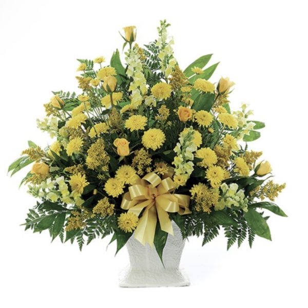 Classic Yellow Mache Basket - Large by local florist Where The Blooms Are In Levittown PA. Servicing Langhorne