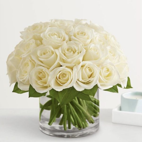 Contemporary White Roses - Large by local florist Where The Blooms Are In Levittown PA. Servicing Langhorne