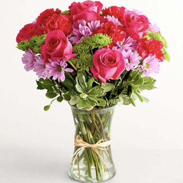 Dopamine With Glass Vase - Large by local florist Where The Blooms Are In Levittown PA. Servicing Langhorne