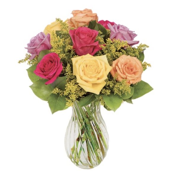 Multicolor Bright Rose Bouquet - 9 Stems by local florist Where The Blooms Are In Levittown PA. Servicing Langhorne