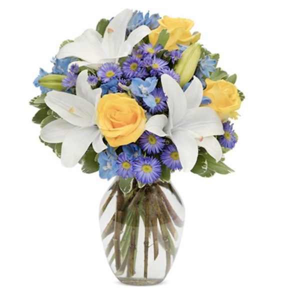 The Bright Blue Skies Bouquet - Small by local florist Where The Blooms Are In Levittown PA. Servicing Langhorne