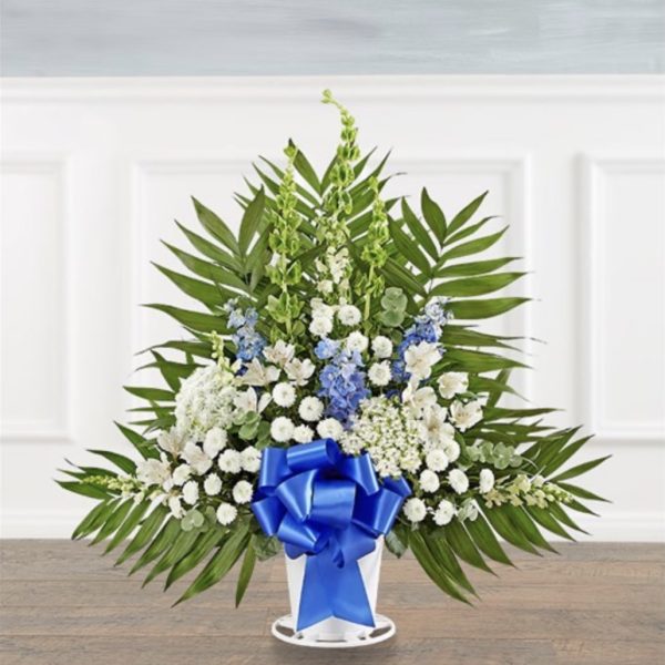 Tranquility Floor Basket™ - Blue & White - Small by local florist Where The Blooms Are In Levittown PA. Servicing Langhorne