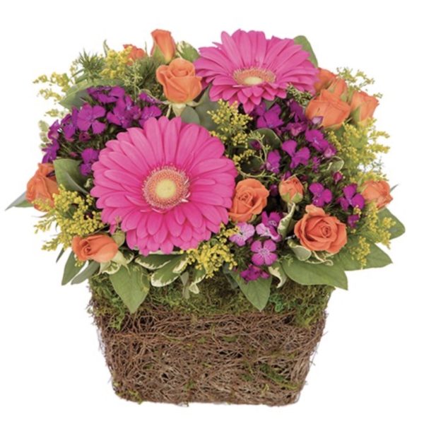 Vibrant Garden Basket by local florist Where The Blooms Are In Levittown PA. Servicing Langhorne