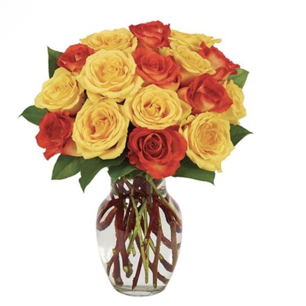 Yellow & Orange Rose Bouquet - Medium by local florist Where The Blooms Are In Levittown PA. Servicing Langhorne